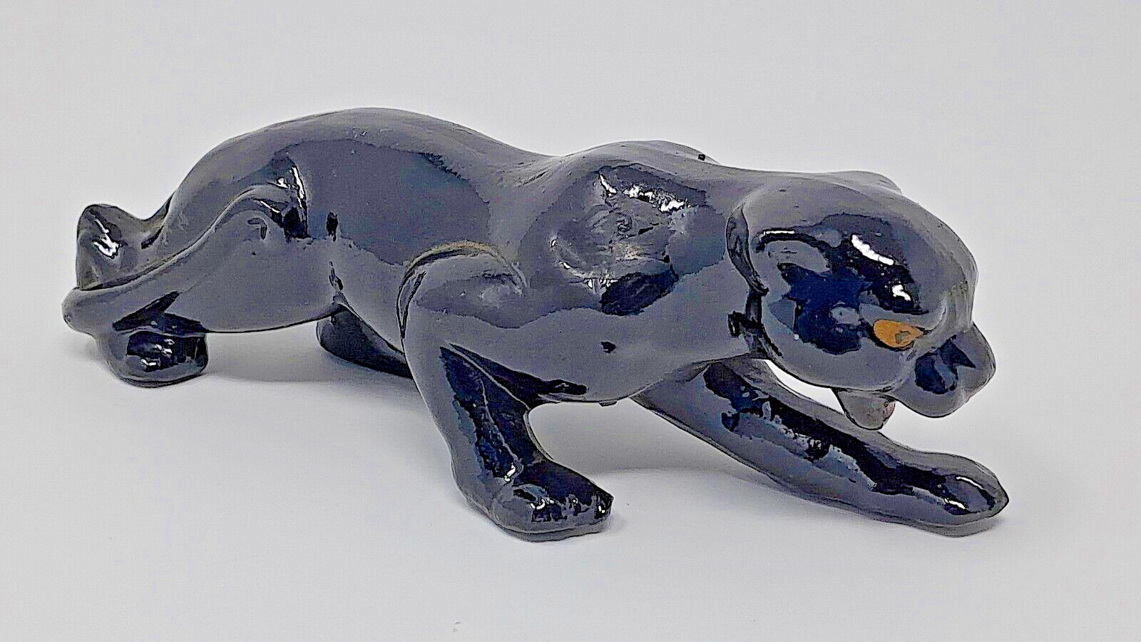 Black Panther Ceramic Figurine MCM vintage Japan 1.5″ T 4.75″ L left arm forward
