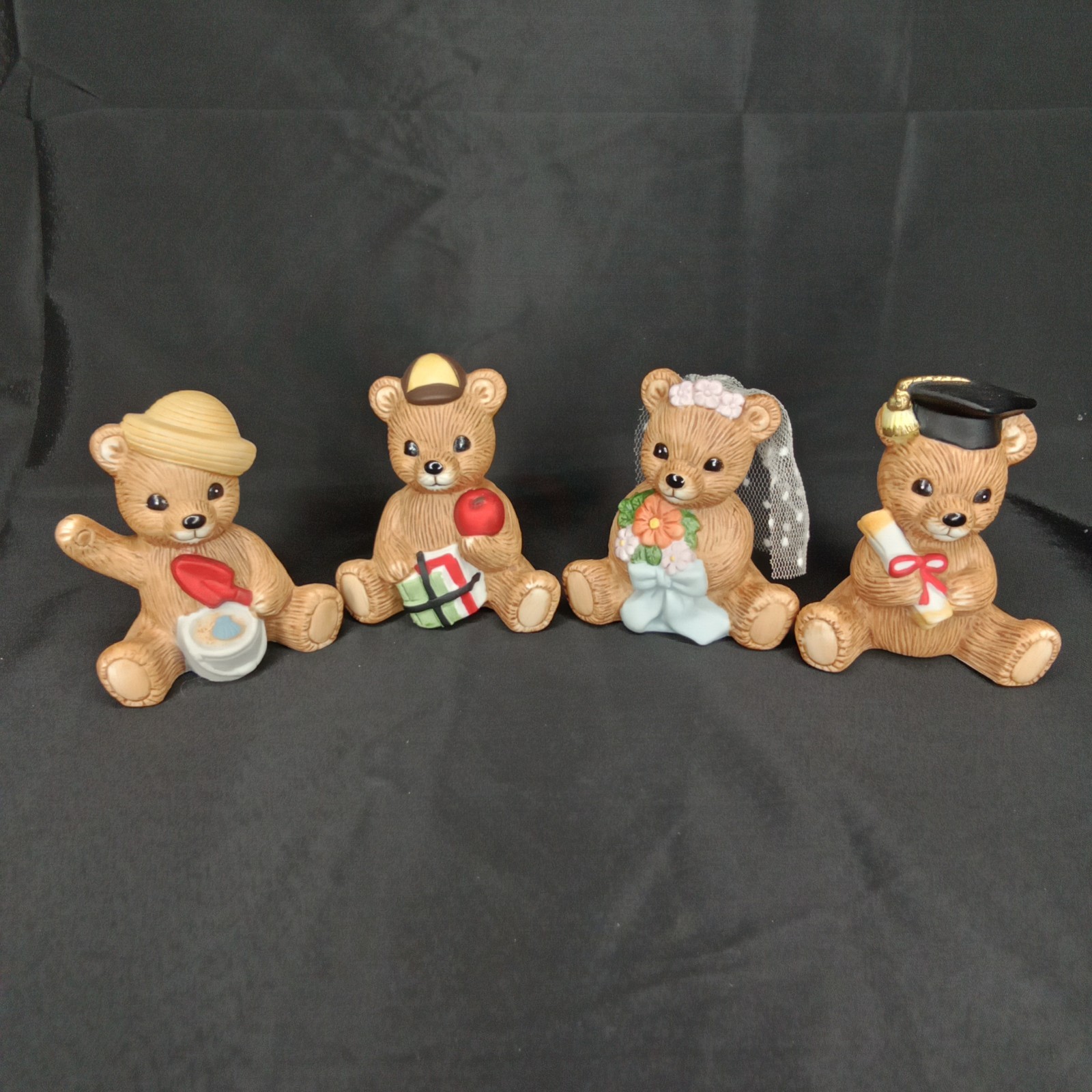 Vintage 1980s Home Interiors HomCo Teddy Bear Figurine Set Of 4