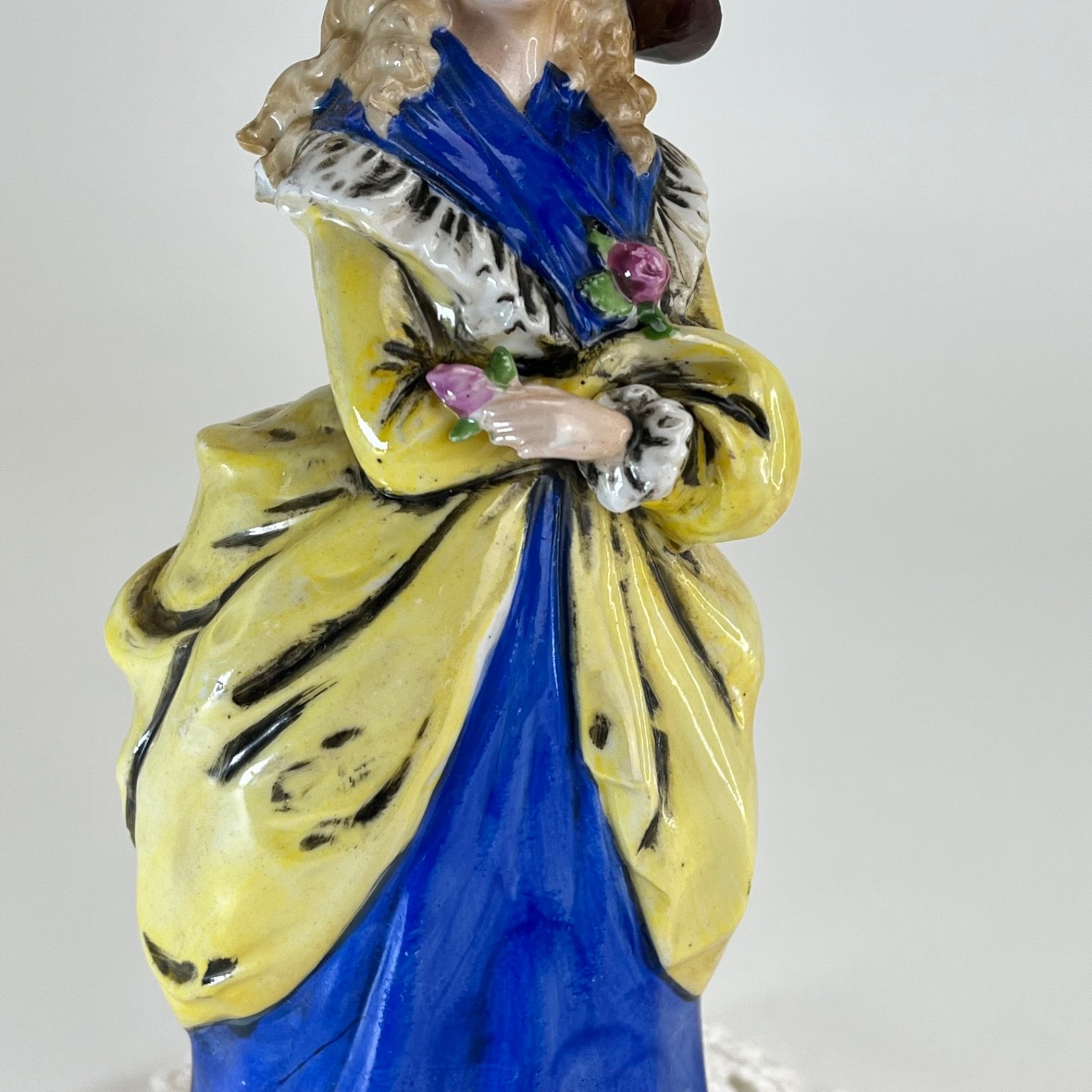 Antique German Rococo Revival Porcelain Lady Figurine 10″ Thüringen Style