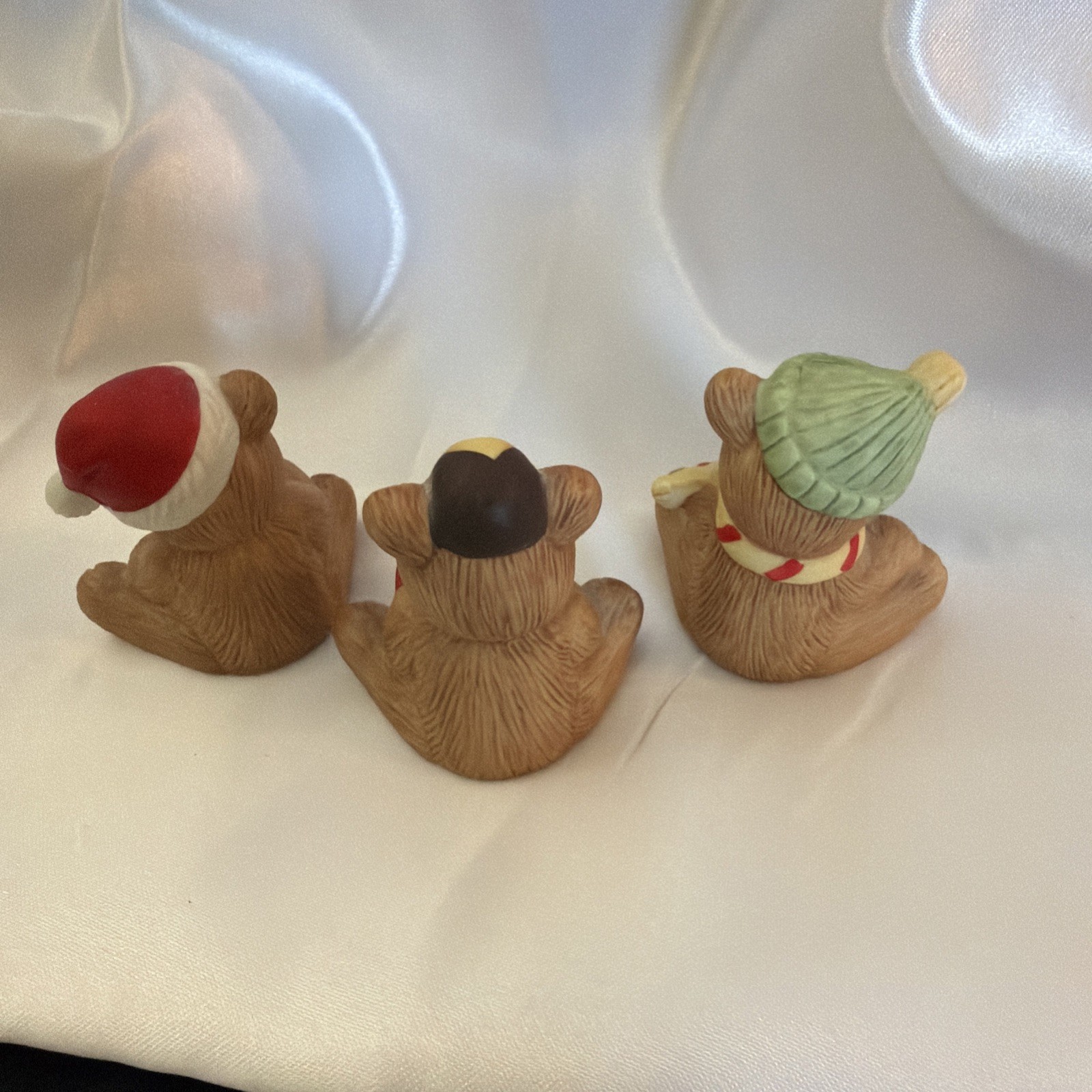 Vintage HOMCO Bear Holiday Christmas Figurines #1413 Set of 3 EUC