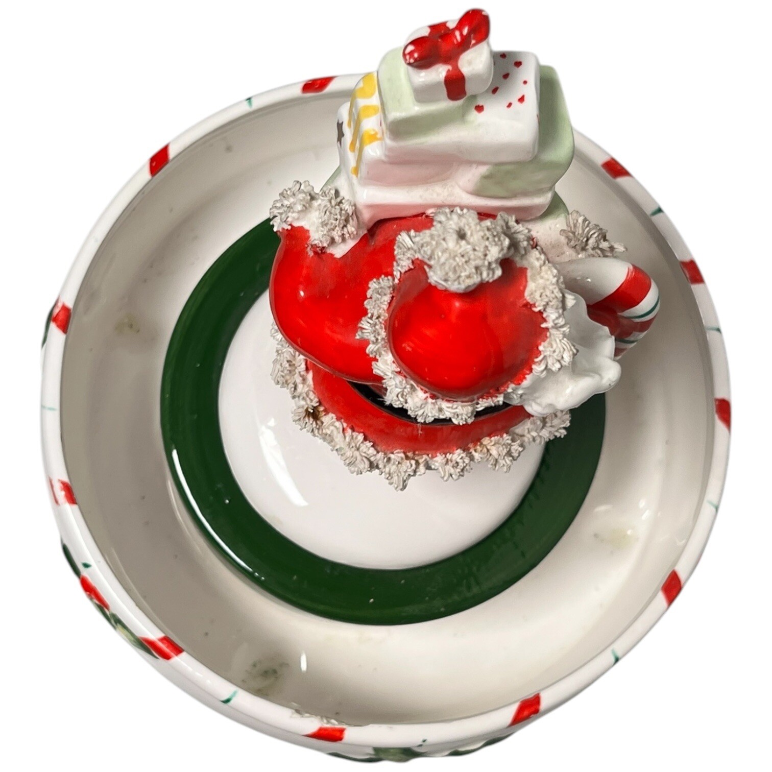 Vintage RELPO Samson 1962 Christmas SANTA Spaghetti Gifts Holly Bowl Xmas As Is