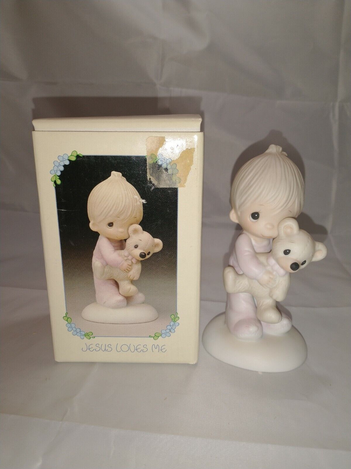 Precious Moments Boy Holding Bear 1982 Jonathon & David E-9278 Jesus Loves Me