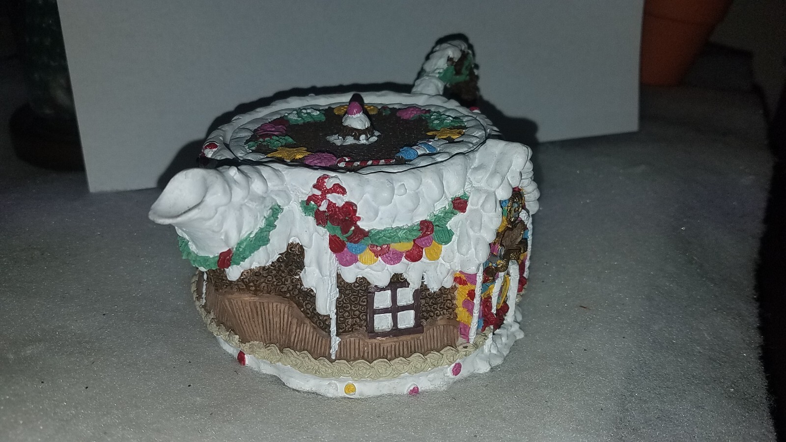 Adorable Decorative “Candy Shop” Teapot Shaped Lidded Trinket Box