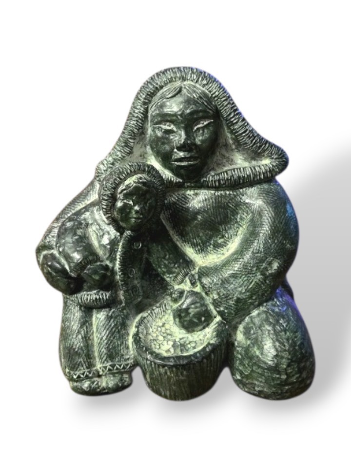 Vintage Inuit Mother & Child Figurine Sculpture Alaska Canada Arctic Souvenir