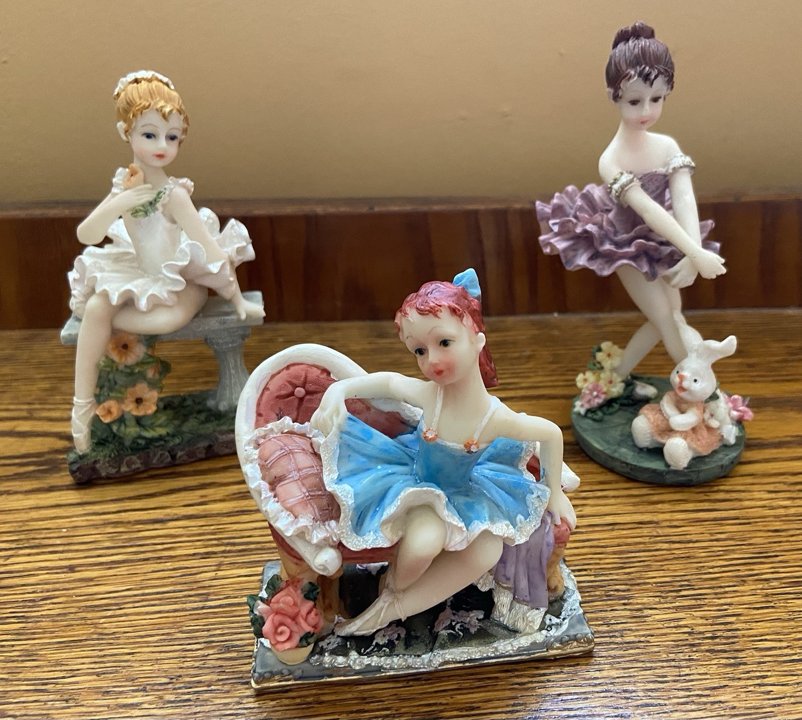 VINTAGE LOT/3 BALLERINA FIGURES K’s COLLECTION -MULTI COLORED – RESIN – NEW