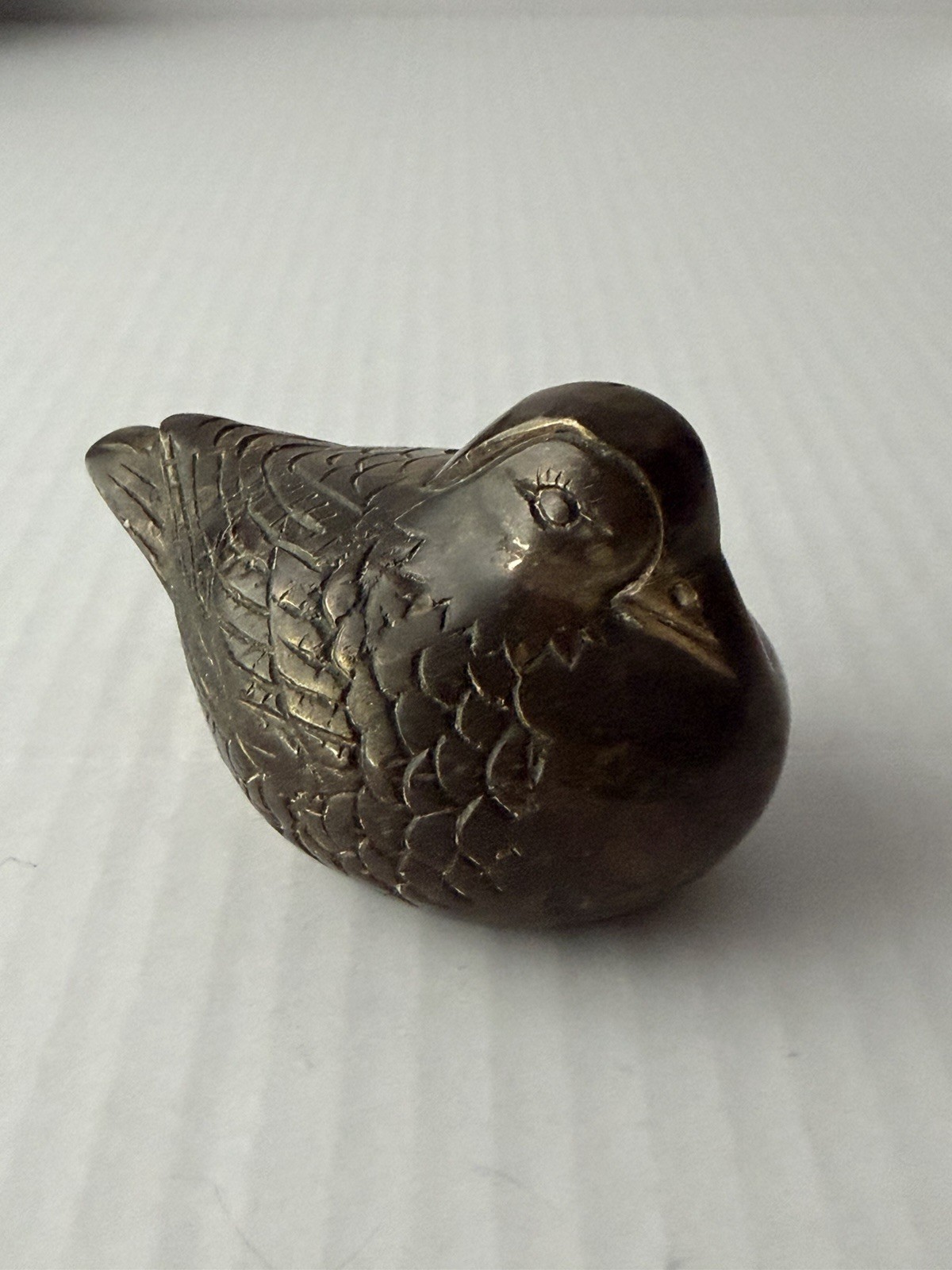 Bronze Tone Metal Bird Figurine, Metallic Finish