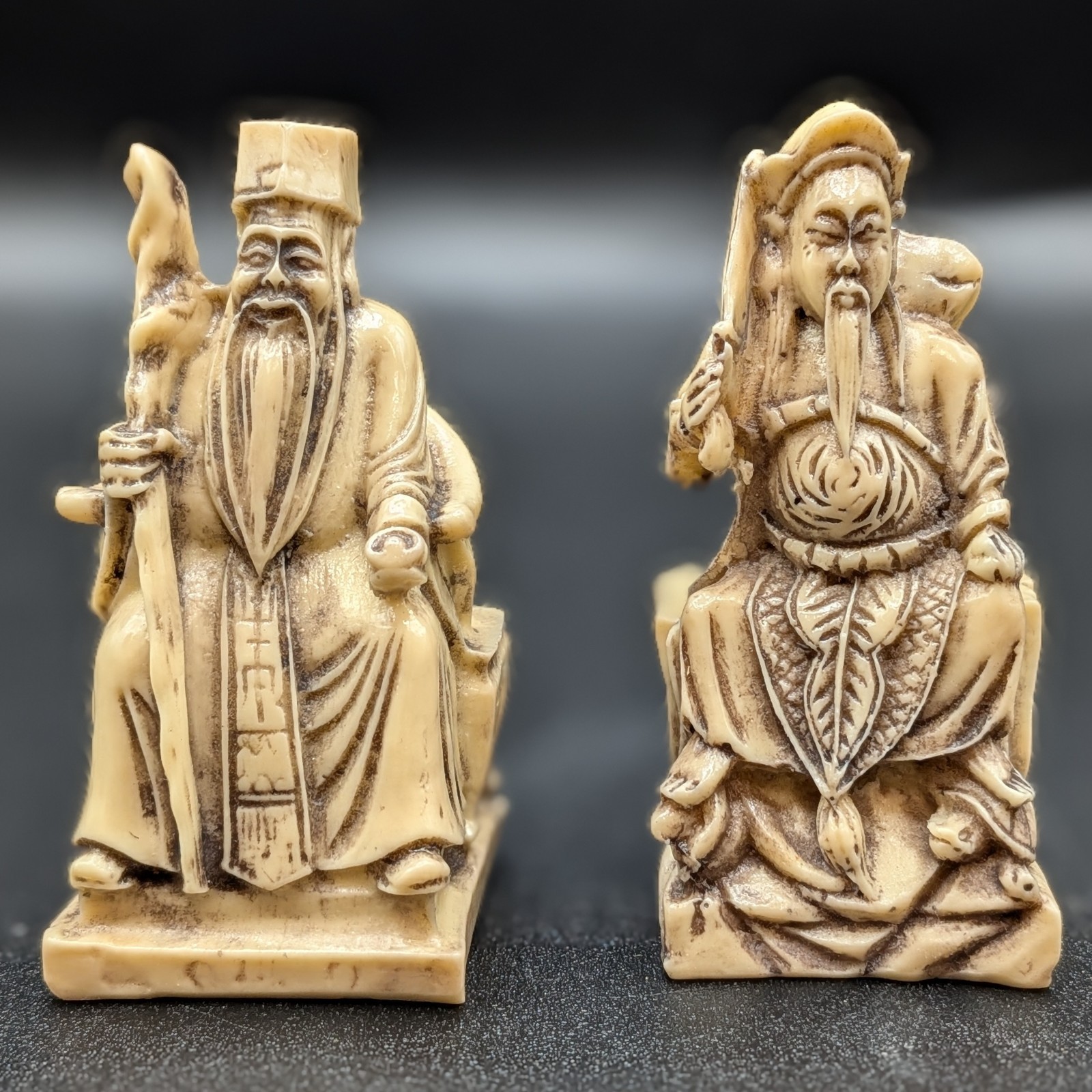 Vintage Wise Men Lucky God Figurine Set of 4 Chinese Deities Netsuke Japan Style