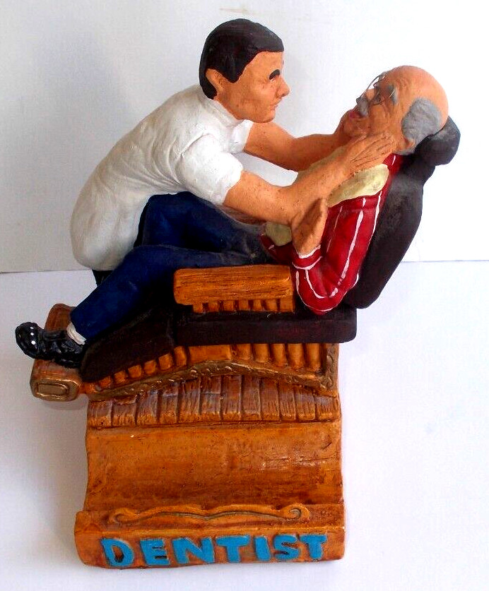 Vintage 1981 Lauren Marems Dentist Business Card Holder Sculpture Figurine