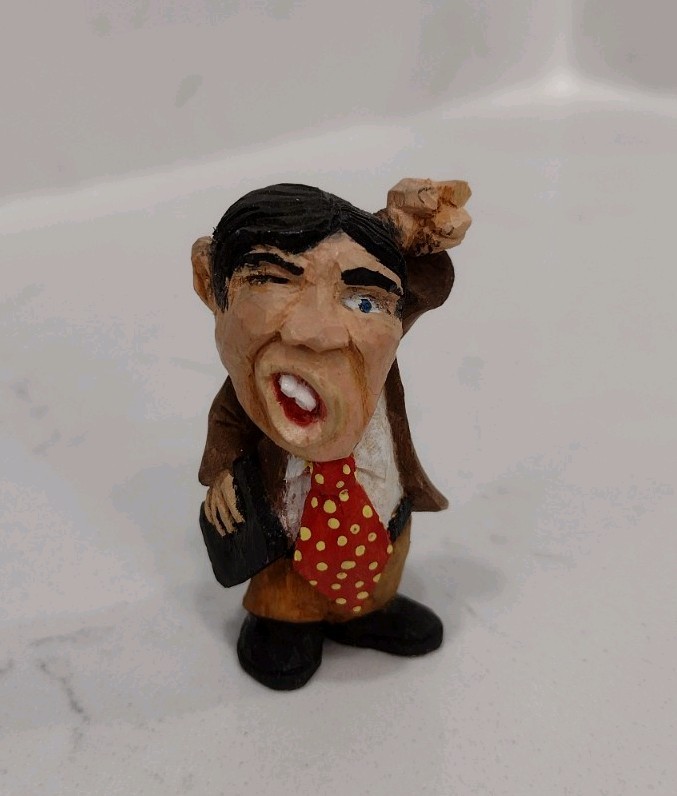 Preacher Man Mighty Mini Wood Carved 2 Inch, Folk Art By Roy Conley 1995 Indiana