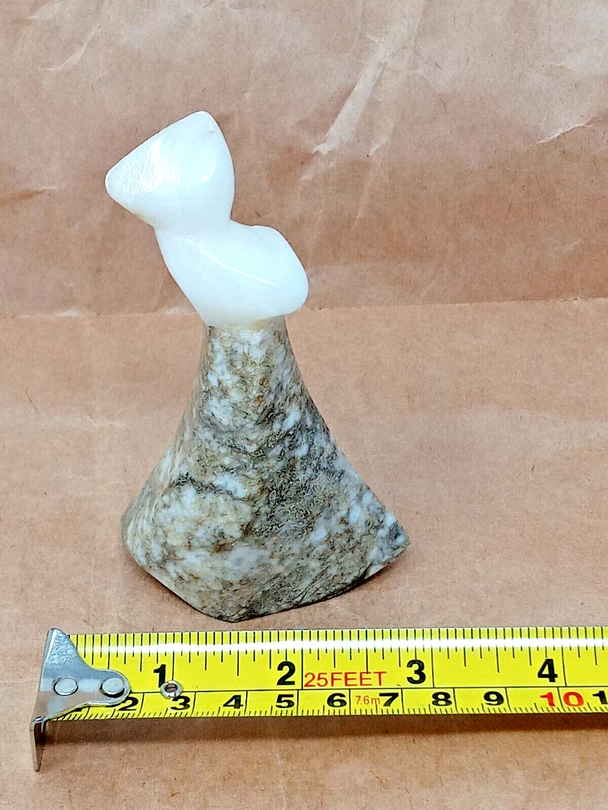 USSR Woman Marble Statue hand carved 4.5″ t female vintage 1970s soviet russia