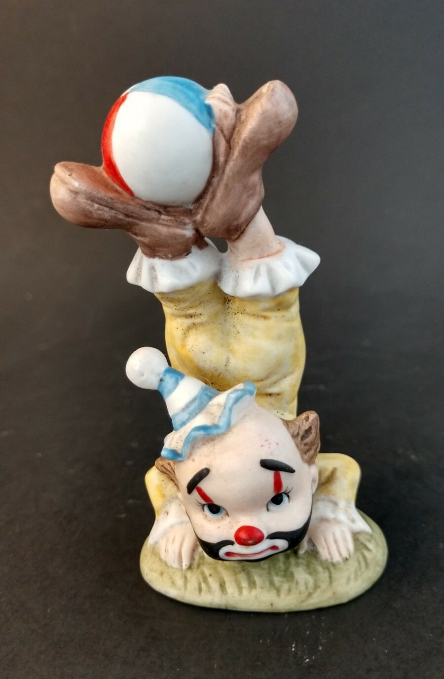 Vintage Lefton Clown Figurine #02356 Circus Acrobat Comedian Ceramic Porcelain