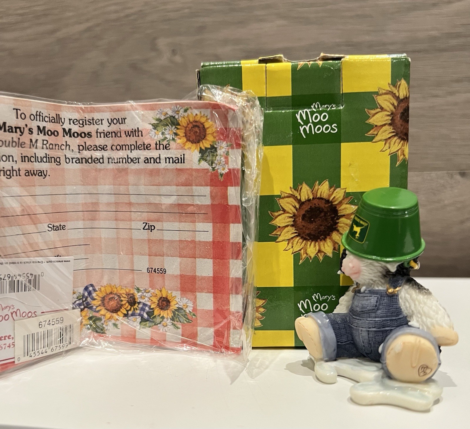 Vintage 2000 John Deere “Head Over Hooves For Moo” Cow w/Spilled Paint Figurine