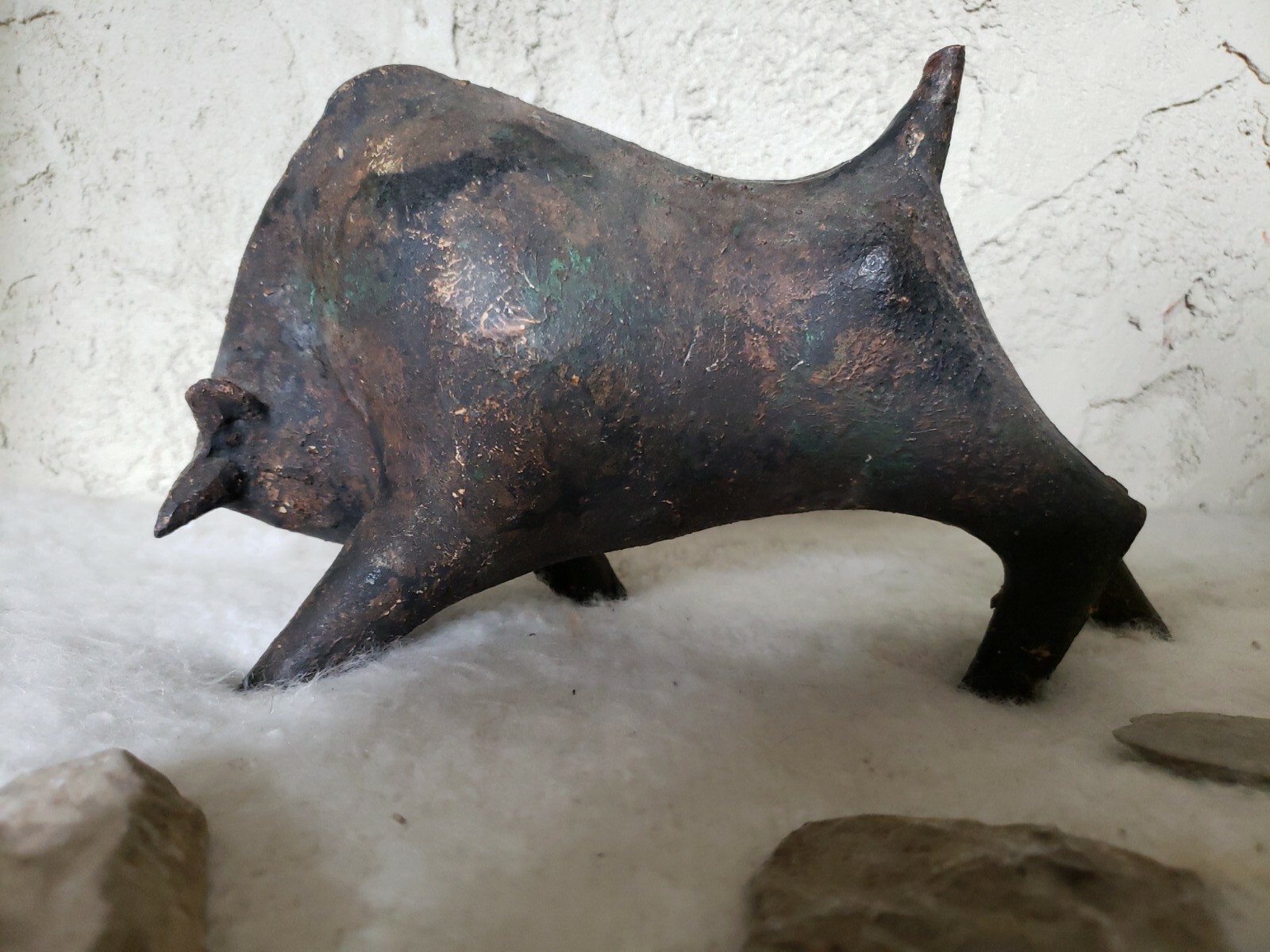 Vintage rustic Iron dancing bull statue 10″ x 5″ solid 3.13lb figurine Decrative