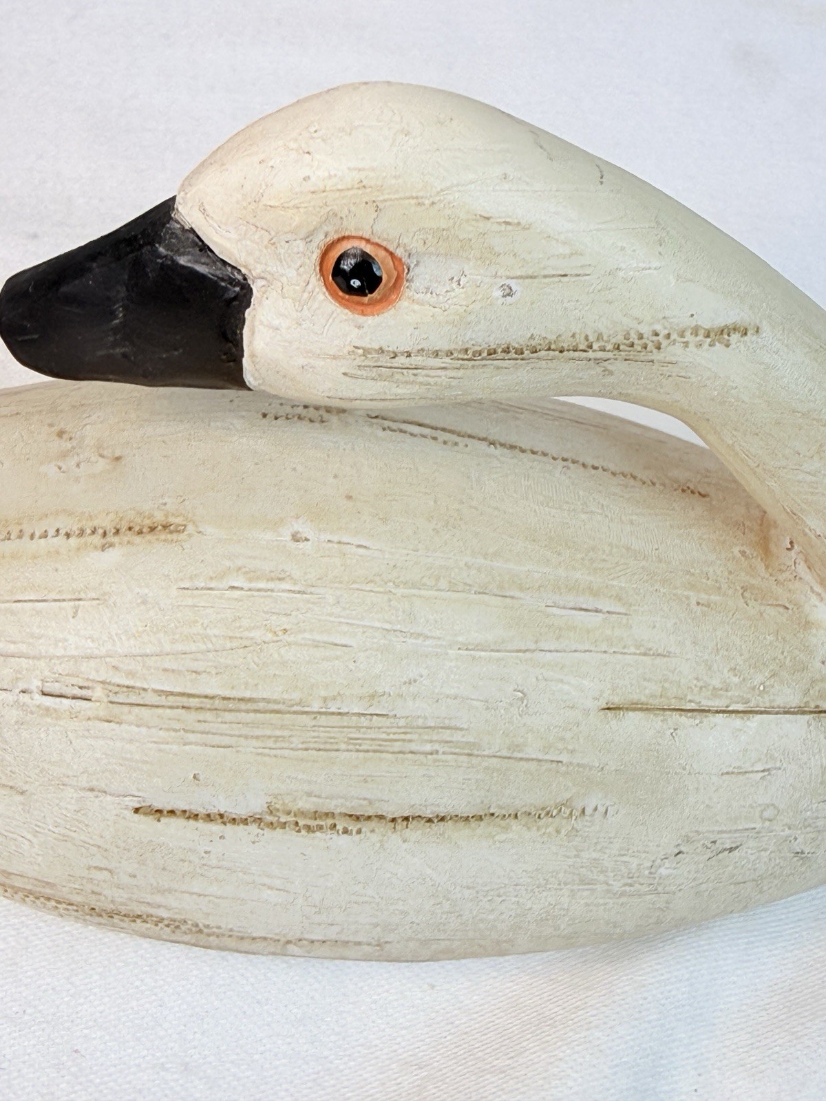 Pair Of Black And White Resin Swans