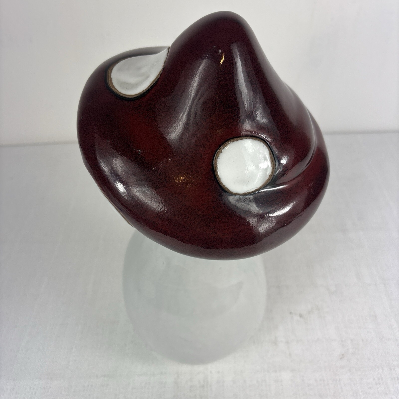 Vintage Mushroom Sculpture Red And White Almost 12 In Tall Heavy Decor