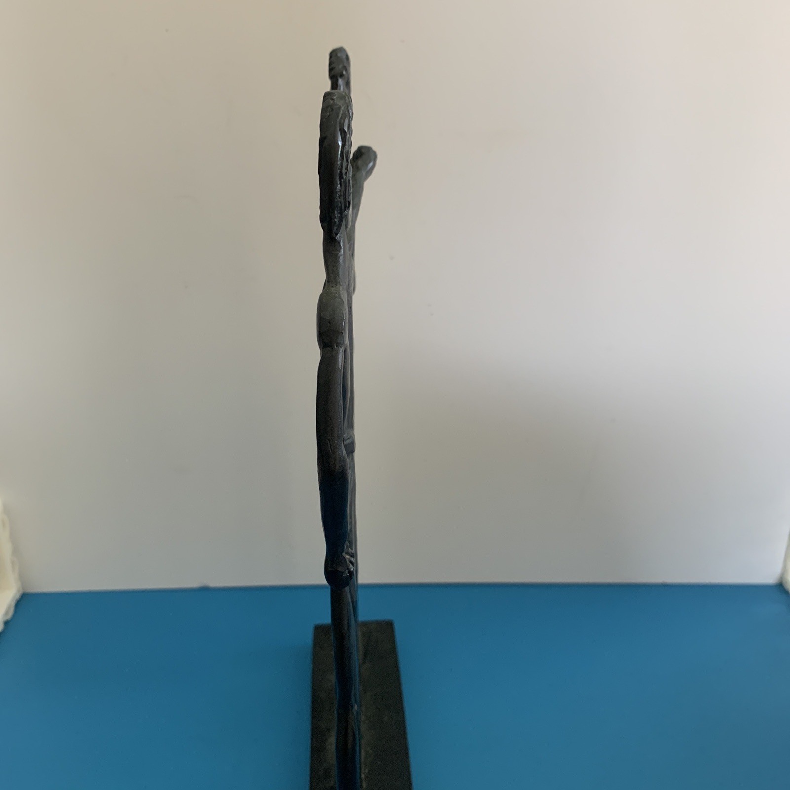 Rustic Two Men Boxing Case Iron Statue Figurine Table Decor 10 Inch Tall