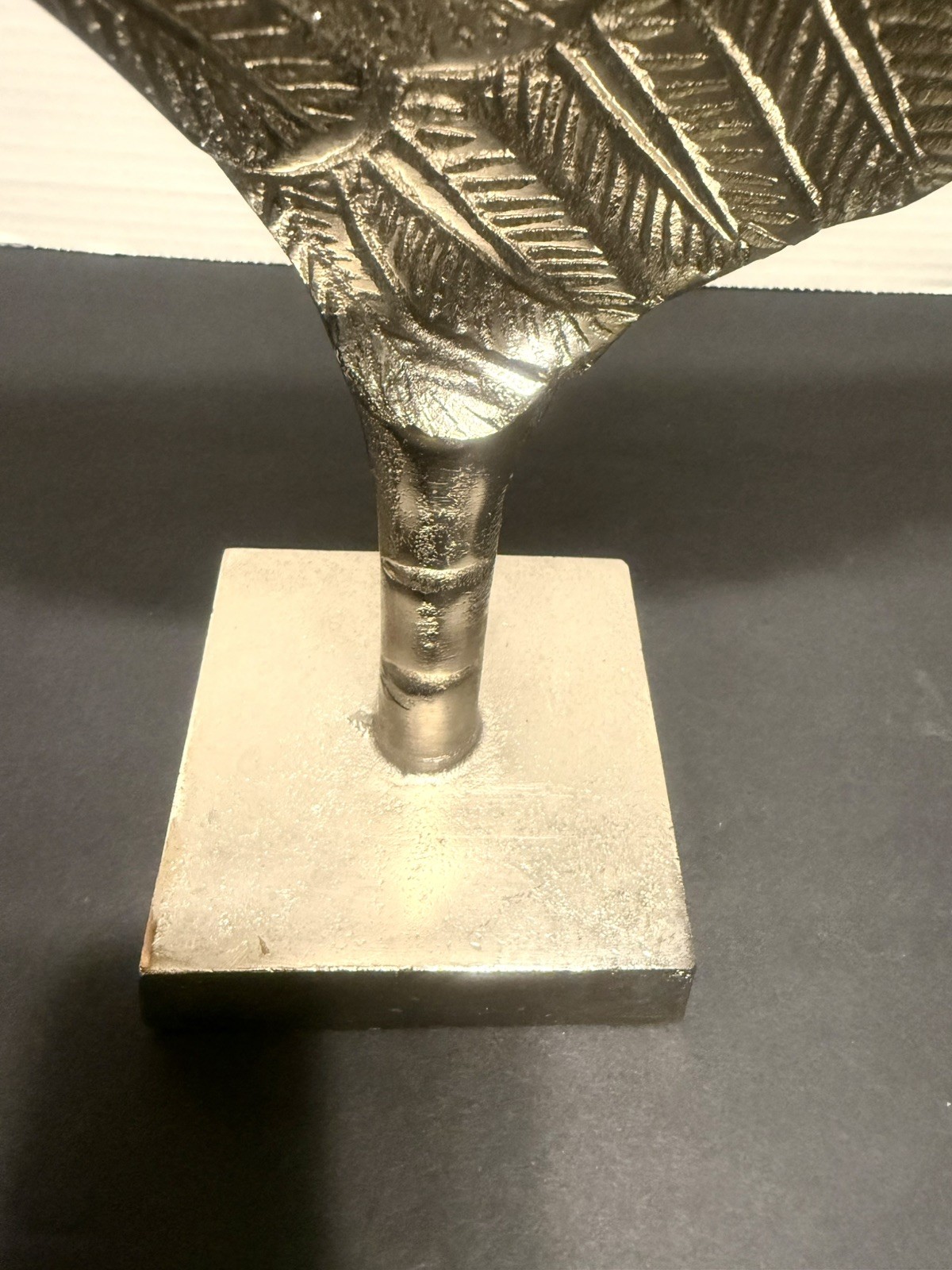 Beautiful Silver Metal Angel Wing Statue Sculpture on Metal Base