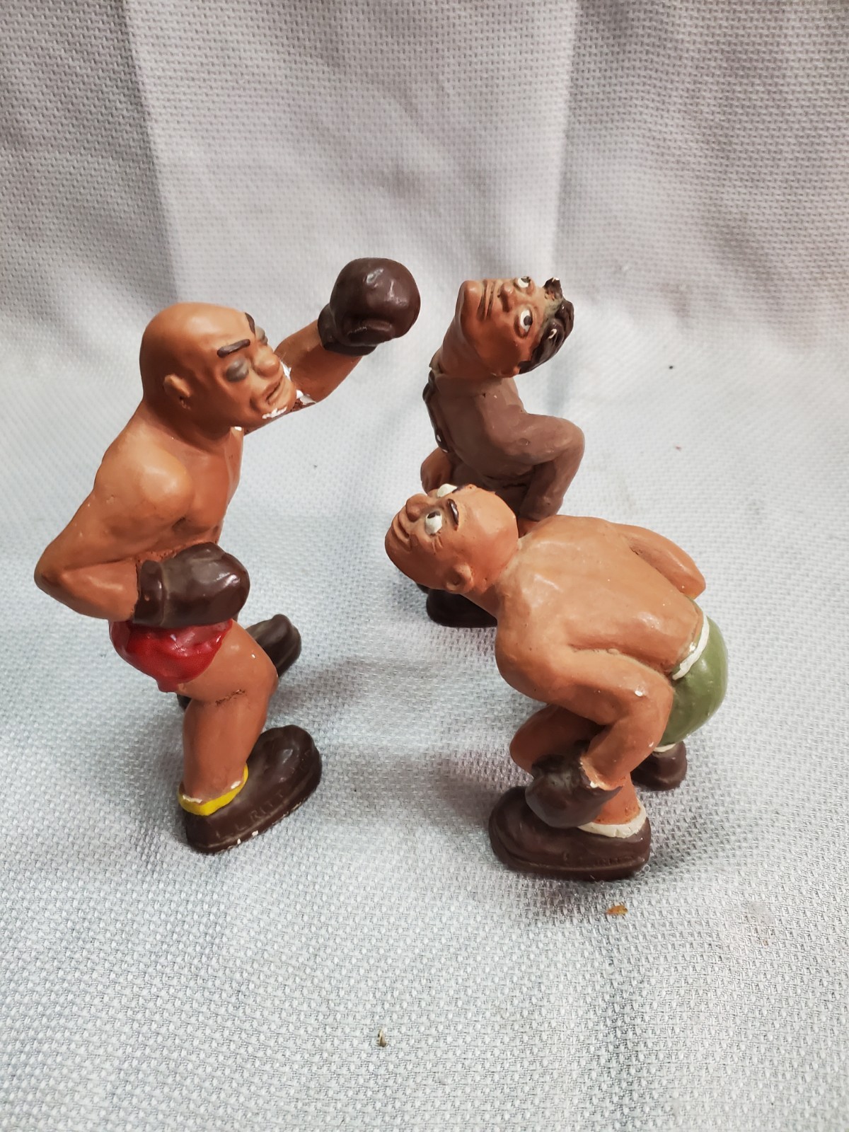 1940’s L.L. Rittgers Authentic Vtg Trio Boxing Figurines Two Boxers & Referee
