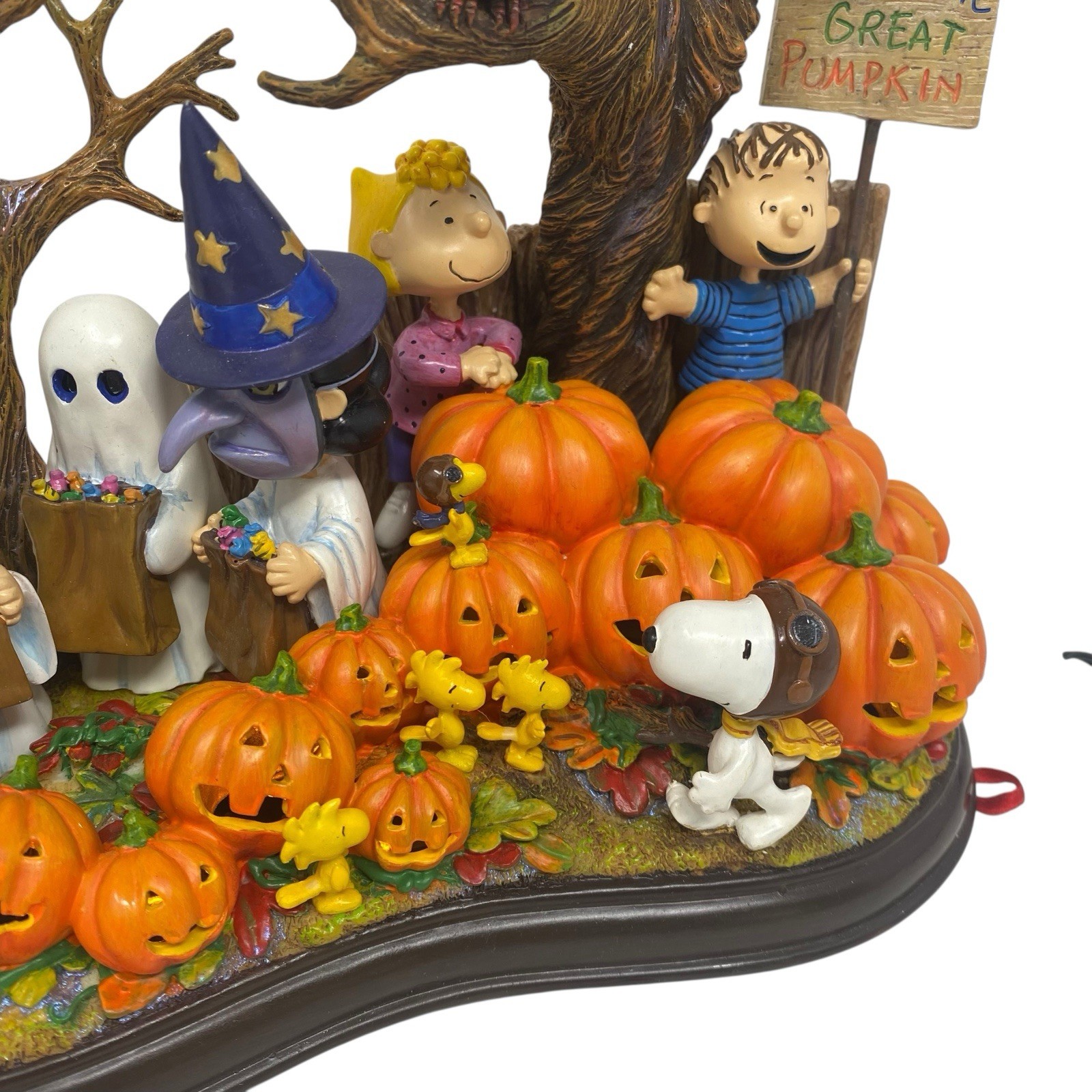 Peanuts Gang Danbury Mint WELCOME GREAT PUMPKIN Lighted Sculpture WORKS Box EUC