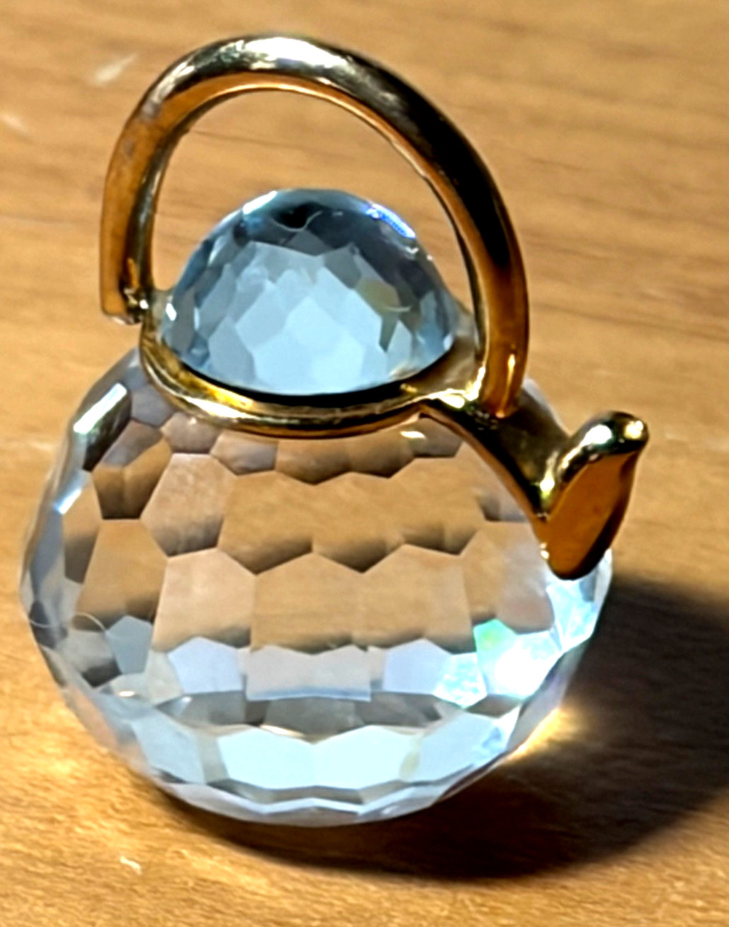 Vtg Swarovski Crystal Gold Plated Memories Classic Tea Pot Kettle Miniature 1″