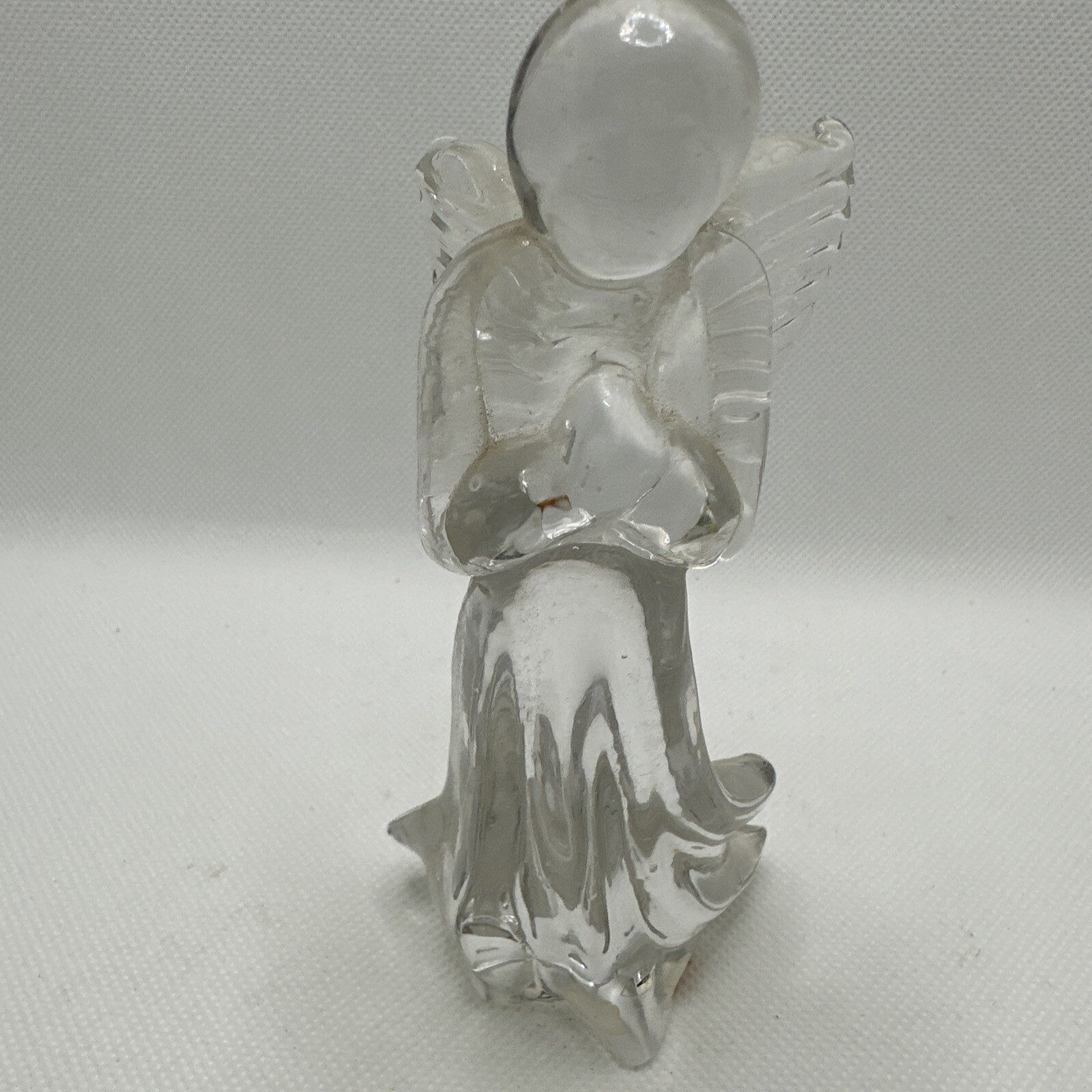 Lefton Figurine 07898 5 1/2 In Crystal Guardian Angel With Praying Hands