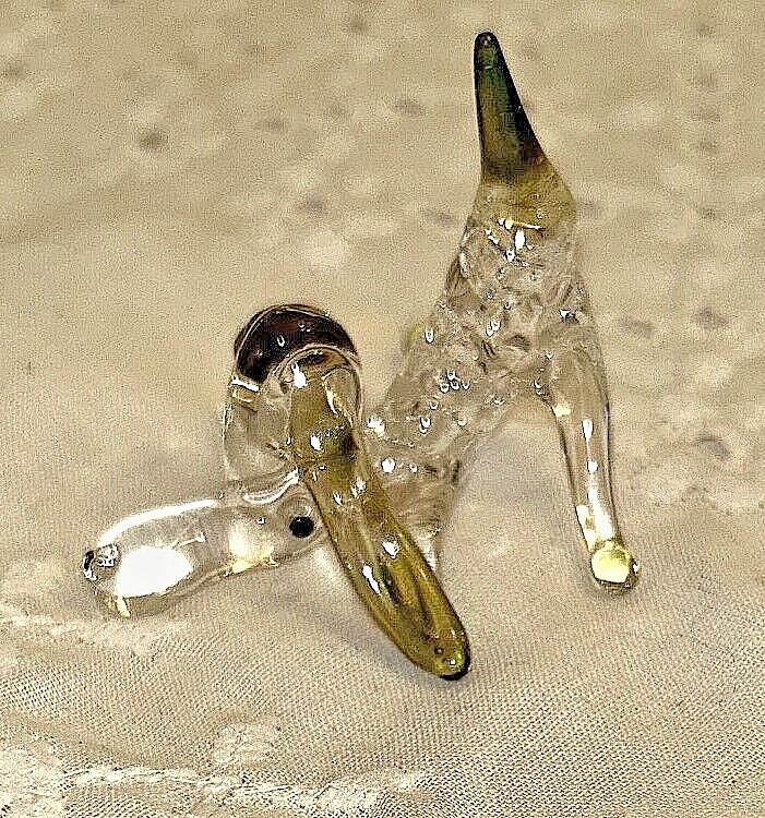 Hand Blown Glass Dog Bloodhound Figurine 2 inches