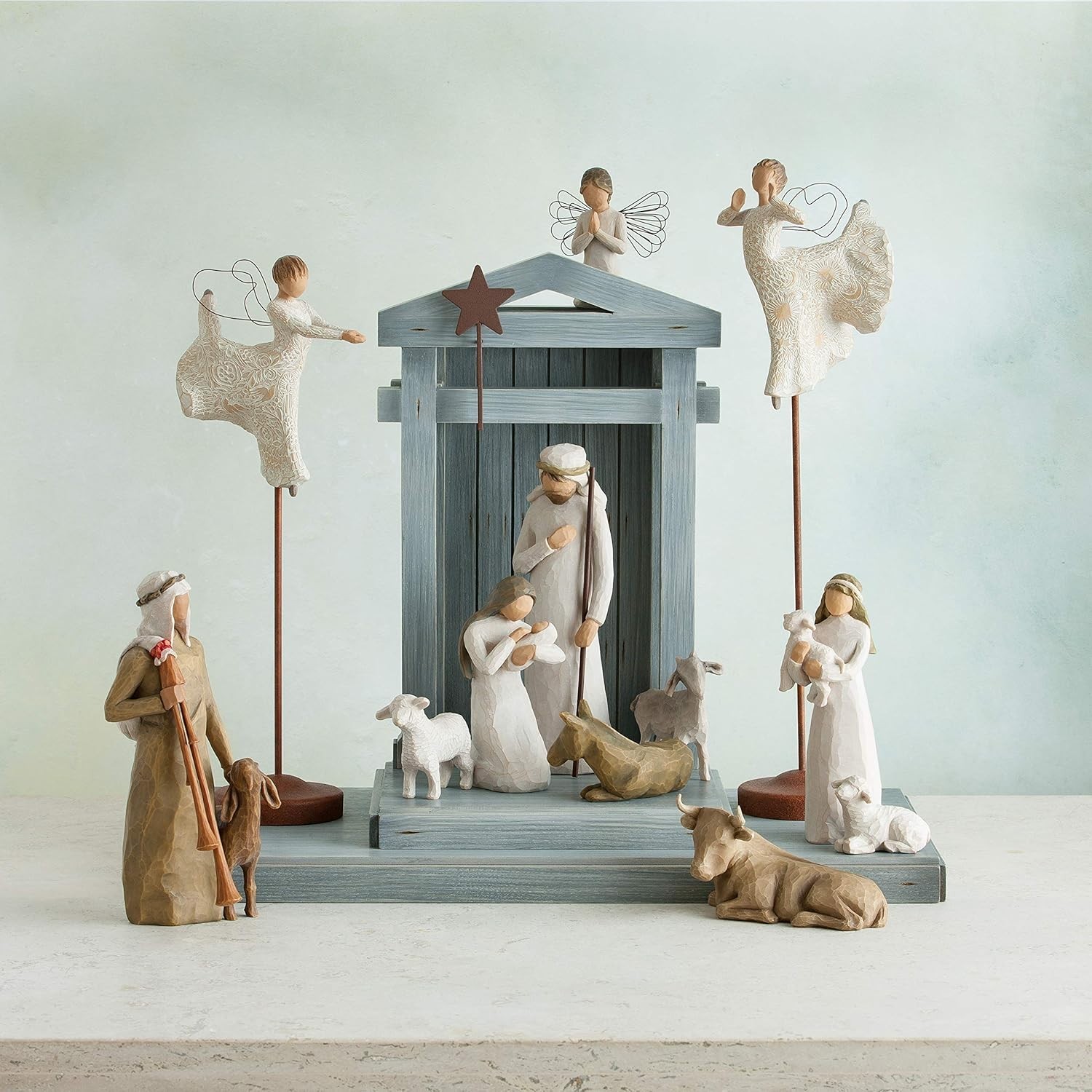 Dance of Life Angel Figurine – Hand-Painted with Nature Symbols for Nativity
