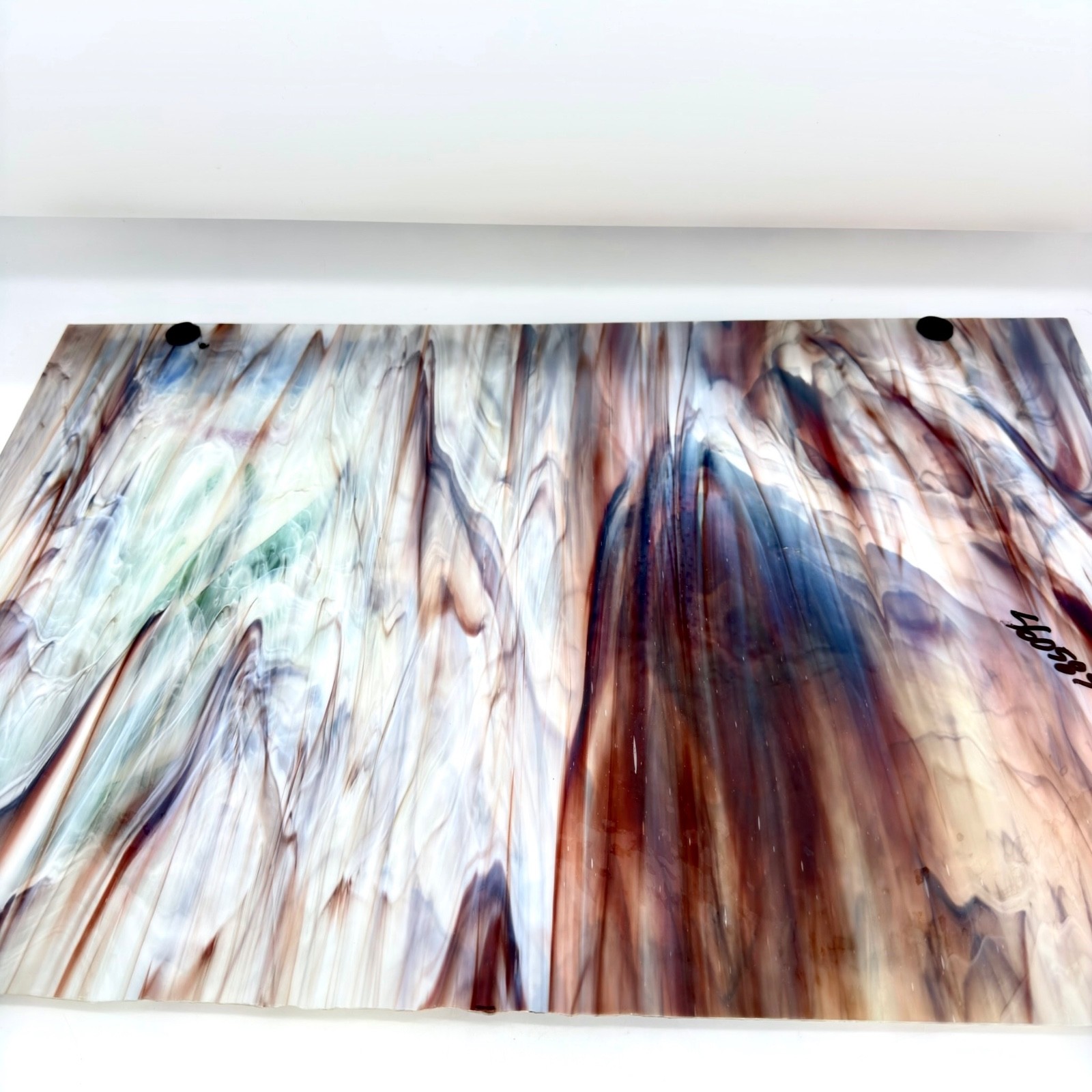 Fused Glass Wall Art Panel 24×16 Modern Abstract Geometric Cityscape Houses Plaq