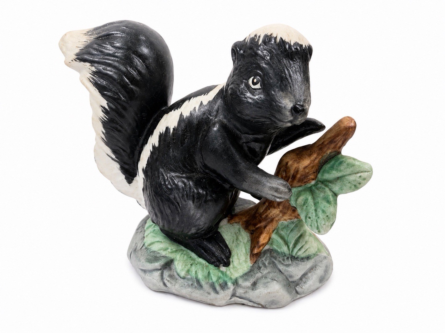 Vintage 1950 Ceramic Skunk Figurine Woodland Animal Statue Hand Painted 3″ Porch