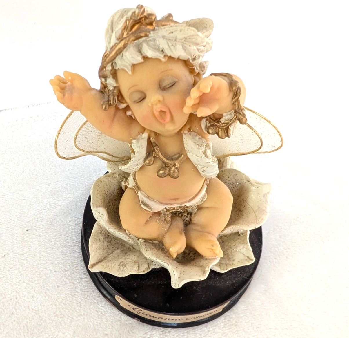 Vtg Giovanni Collection Baby Angel Statue – Cherub with Wings 5×3.5 on Pedestal