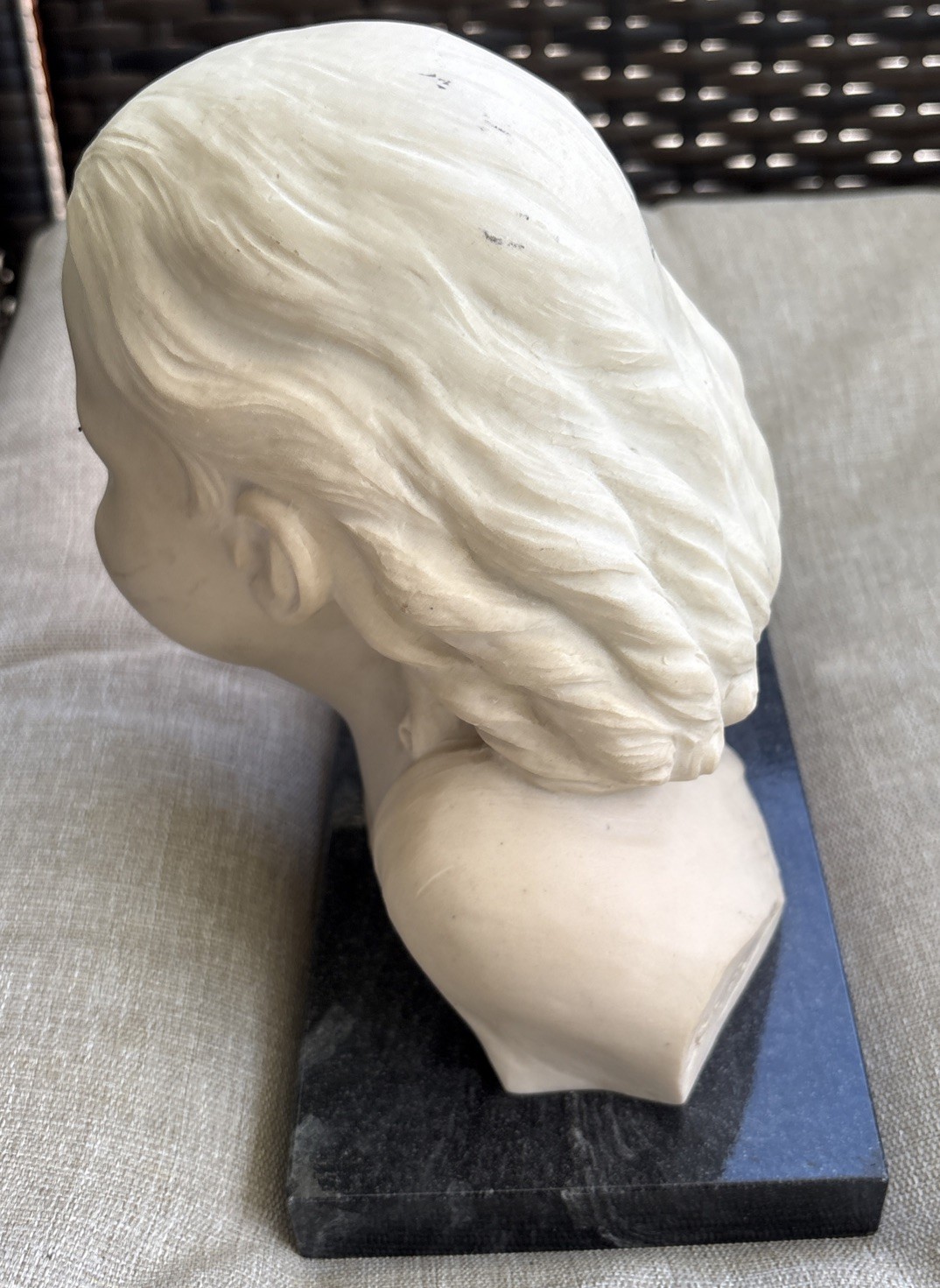 Salvatore Melani Faux Marble Statue Young Girl Innocence Art Italy Sculpture Vtg