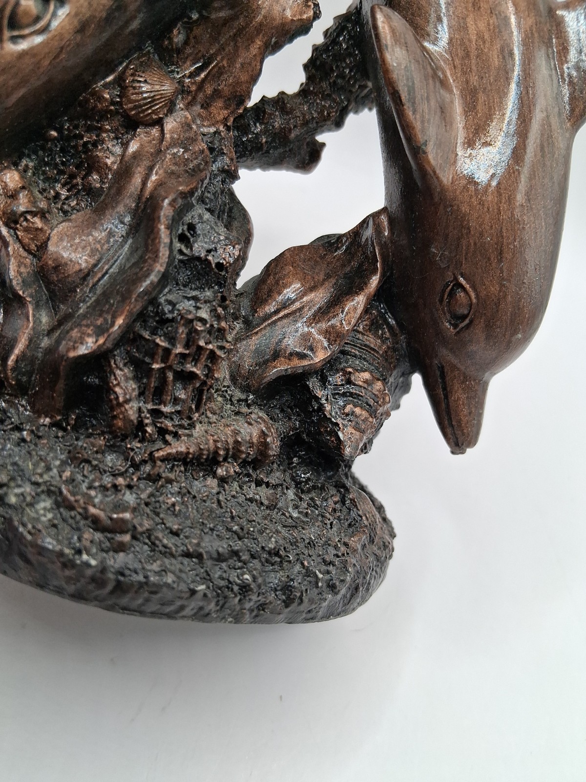 Ebros Gift Nautical 2 Dolphins Resin Sculpture W Electrolated Bronze Finish