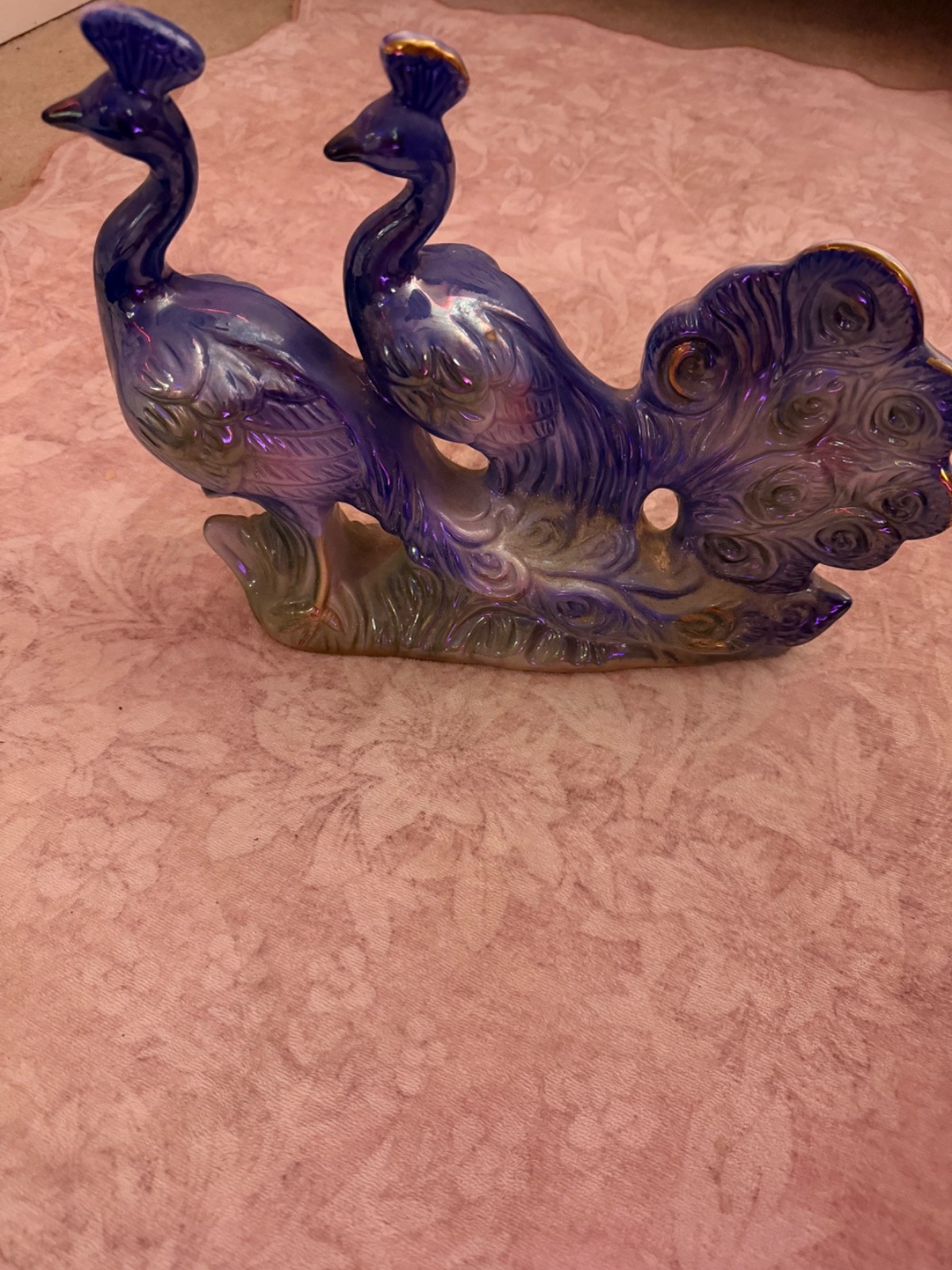 vintage peacock figurine ceramic