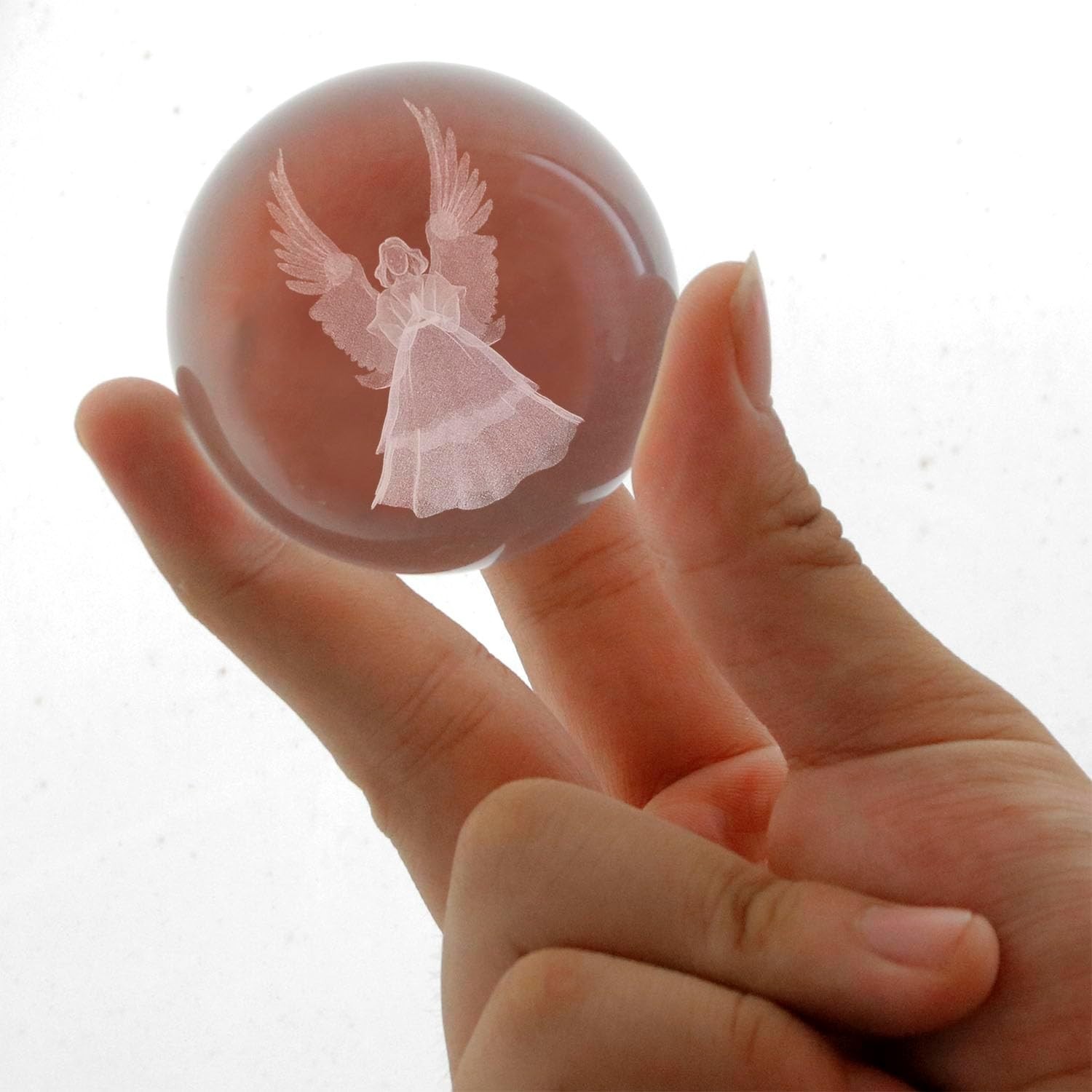 Ornalrist 3D Crystal Ball Engraved Praying in Hand with a Cross Religious Gifts