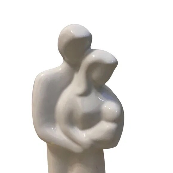 Handmade Sentimental Porcelain Family Sculpture Depicts Father Mother & Child