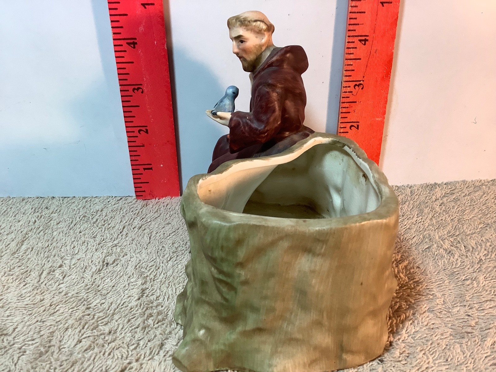 VTG NAPCOWARE St Francis of Assisi W/Birds Religious Catholic Planter 4.5” tall