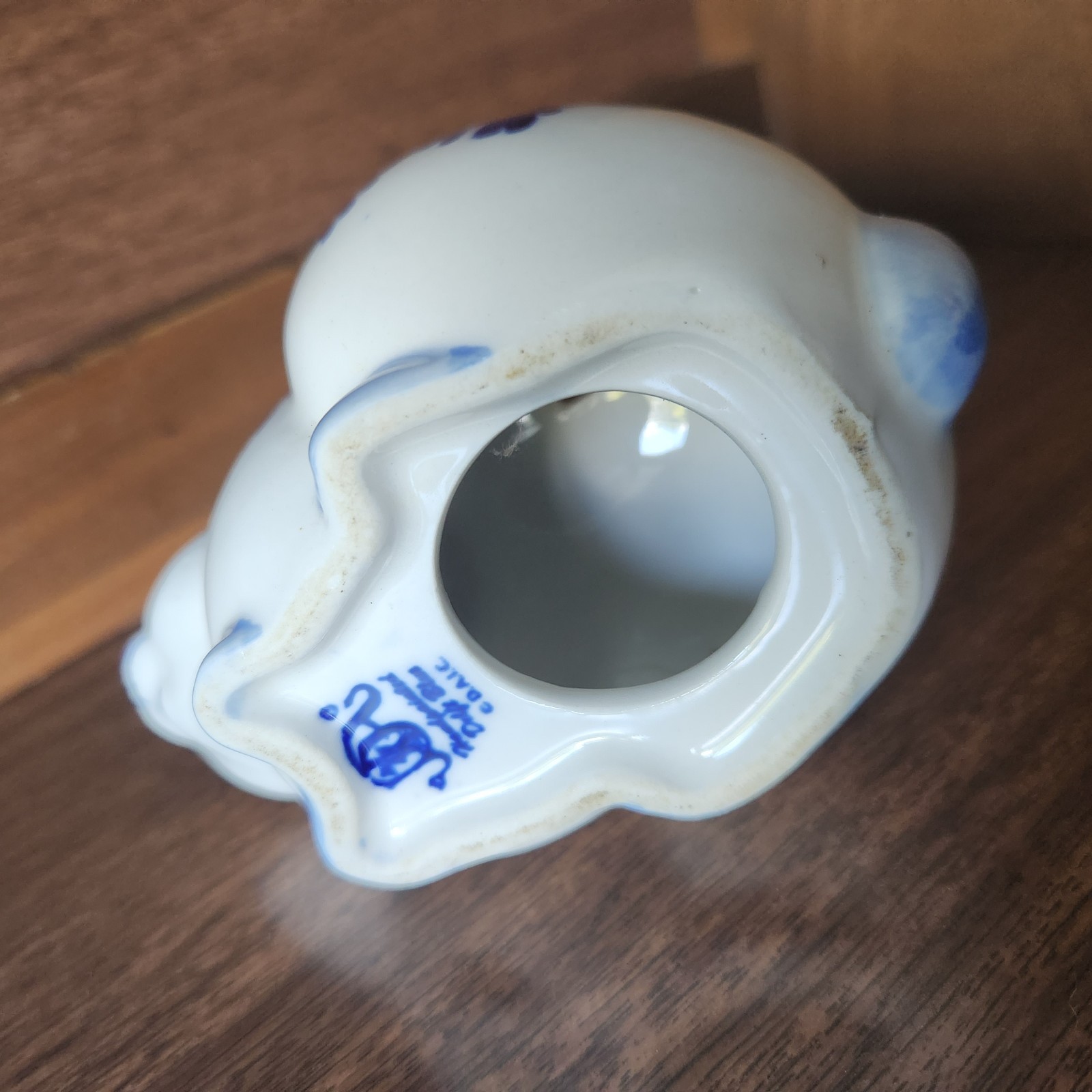Vintage Delft Blue Chinoiserie Bunny Rabbit Bank Porcelain Hand Painted