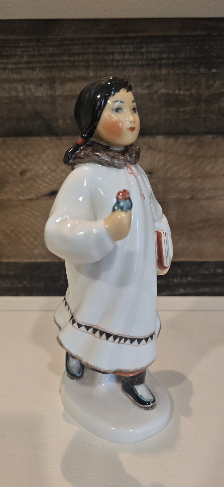 VTG Lomonosov LFZ Porcelain Figures Yakut Boy Husky Dog & Girl USSR 1st Quality
