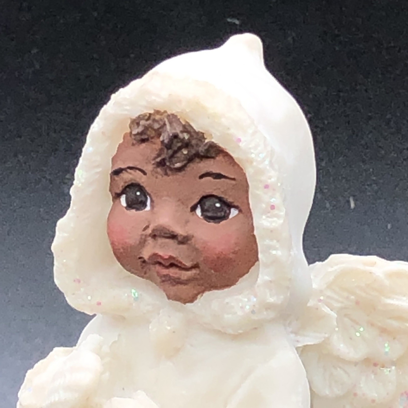 Vtg Sarah’s Attic Snow Crystal African American Girl Angel 3″ T 1997 USA RARE