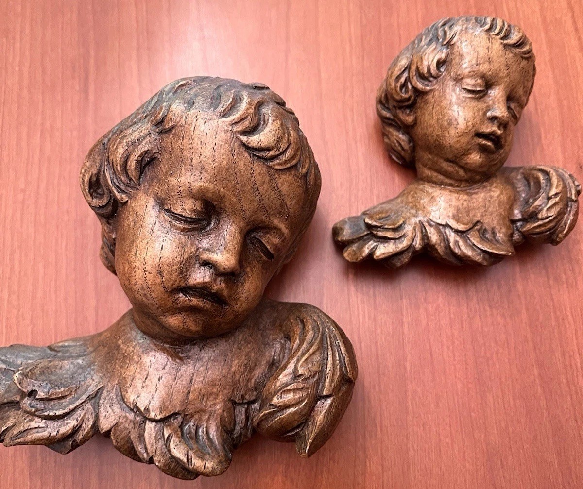 Vintage Sleeping Cherubs Ceracast Wall Plaques Set Renaissance Belgium 1950s