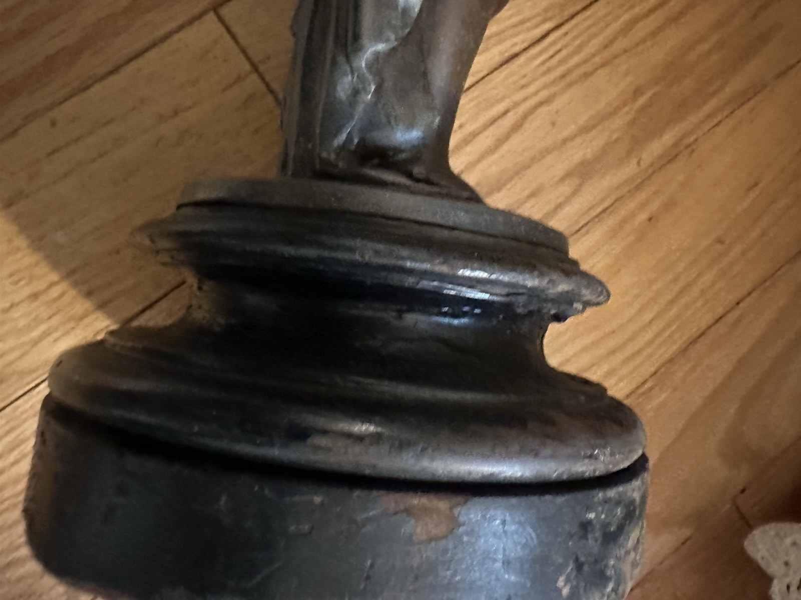 Beautiful Antique Bronze Statue Woman Flowers Heavy 17″ As Is ** Missing Arm