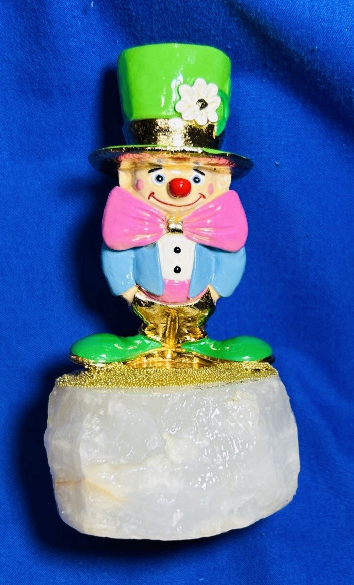 Ron Lee “Bashful Beau” Leprechaun 24K Gold Plated Clown On Onyx Base CCG 6
