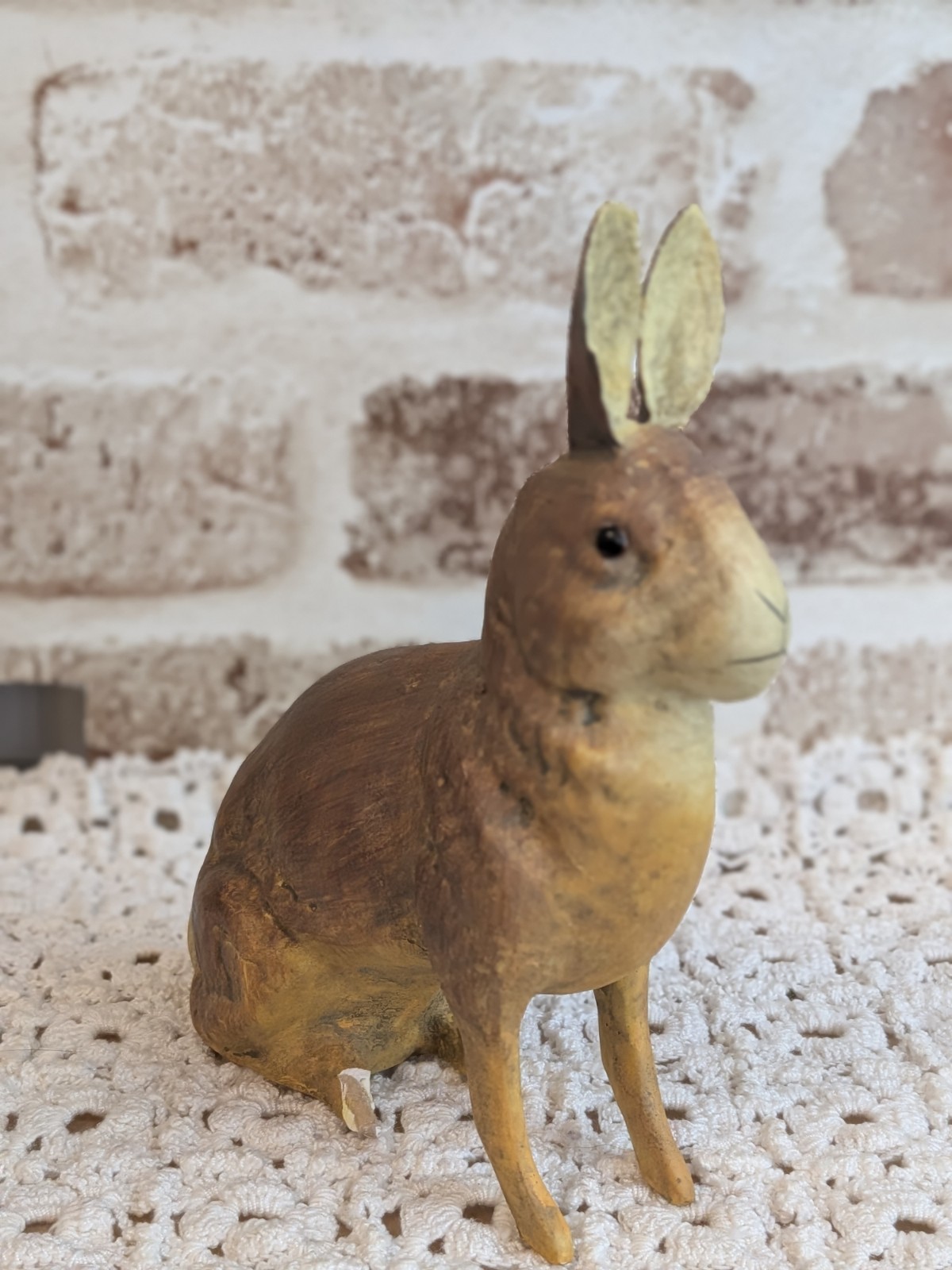 Molded Chalkware Plaster composite Folk Art Primitive Vintage Rabbit