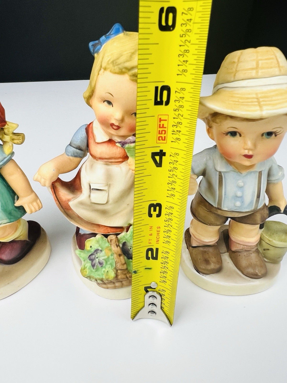 VTG 4 Ceramic Figurines Arnart The Fishing Boy Boys friend Flower Girl Prima