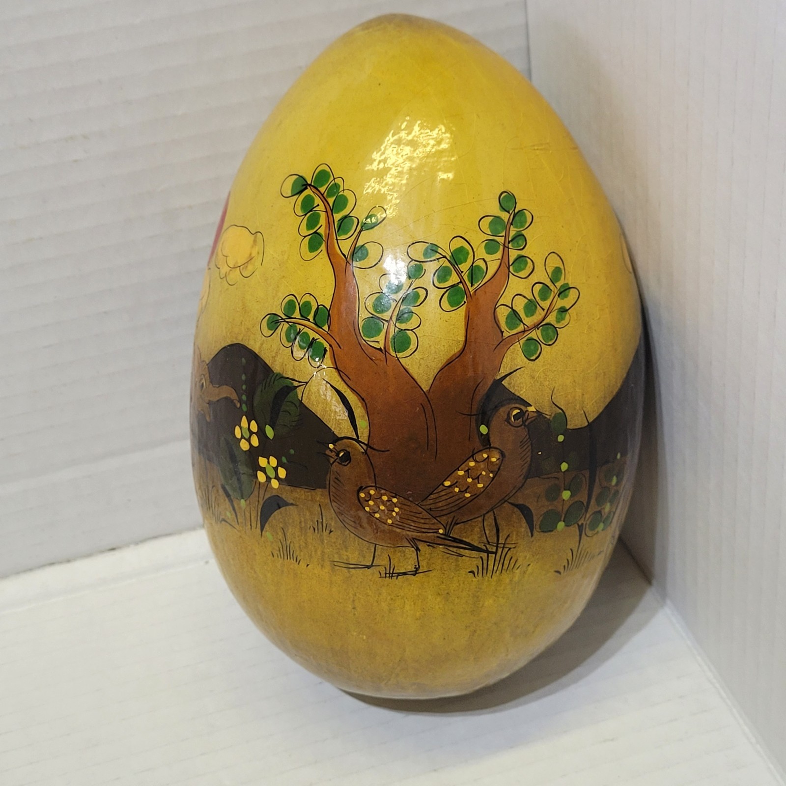 Sermel Tonala Paper Mache Egg – Mexican Folk Art Handpainted Outdoor Scene 7in