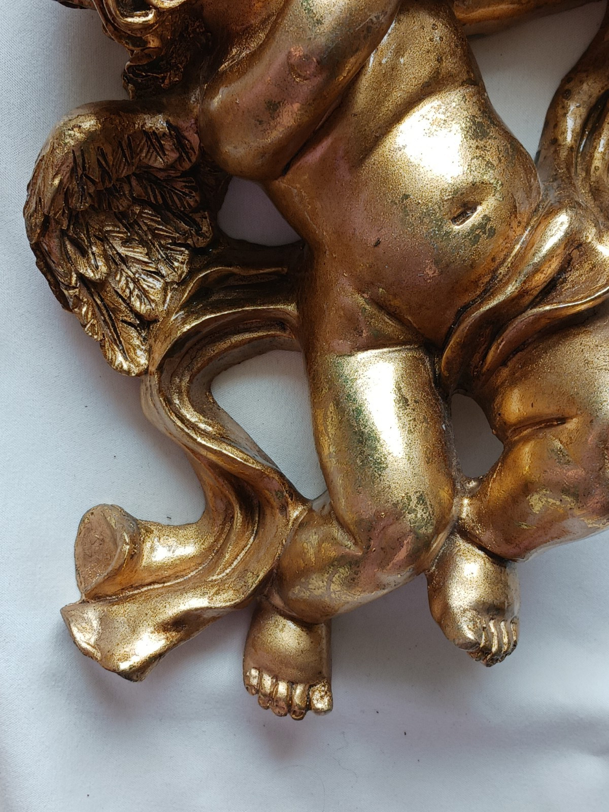 Vtg. Set 3 12″ Italian Rococo Ornate Cherubs Extra gold gilt Hollywood Regency