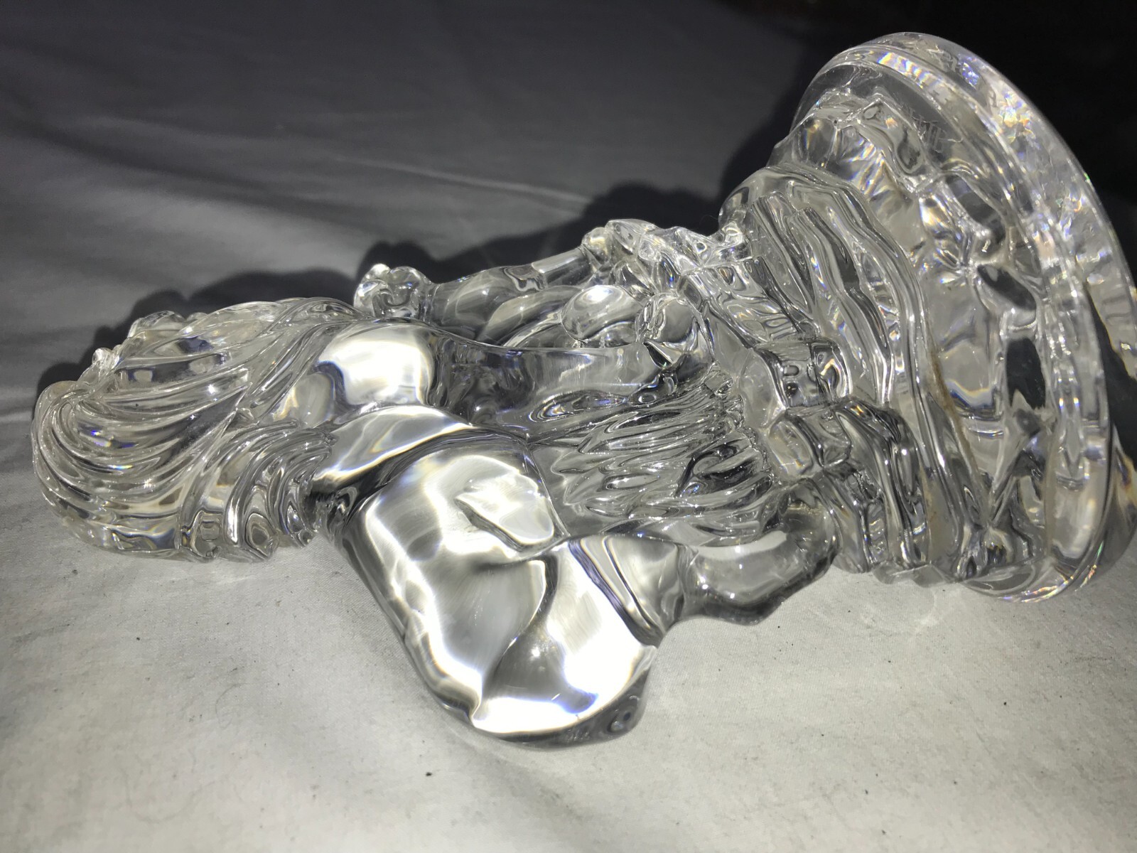 SFMB Crystal THE LION KING Glass MUFASA & SIMBA Cub FIGURINE Paperweight 6″ Tall
