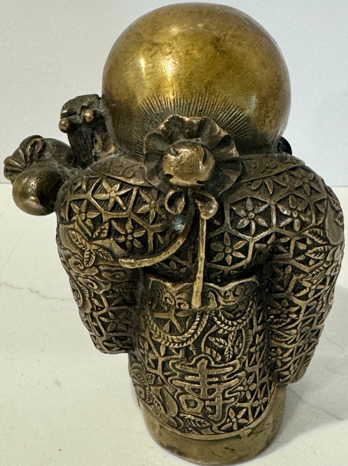 CHINA BRASS BRONZE GILT SHOU LAO SHOU XING IMMORTAL GOD OF LONGEVITY 5″ STATUE