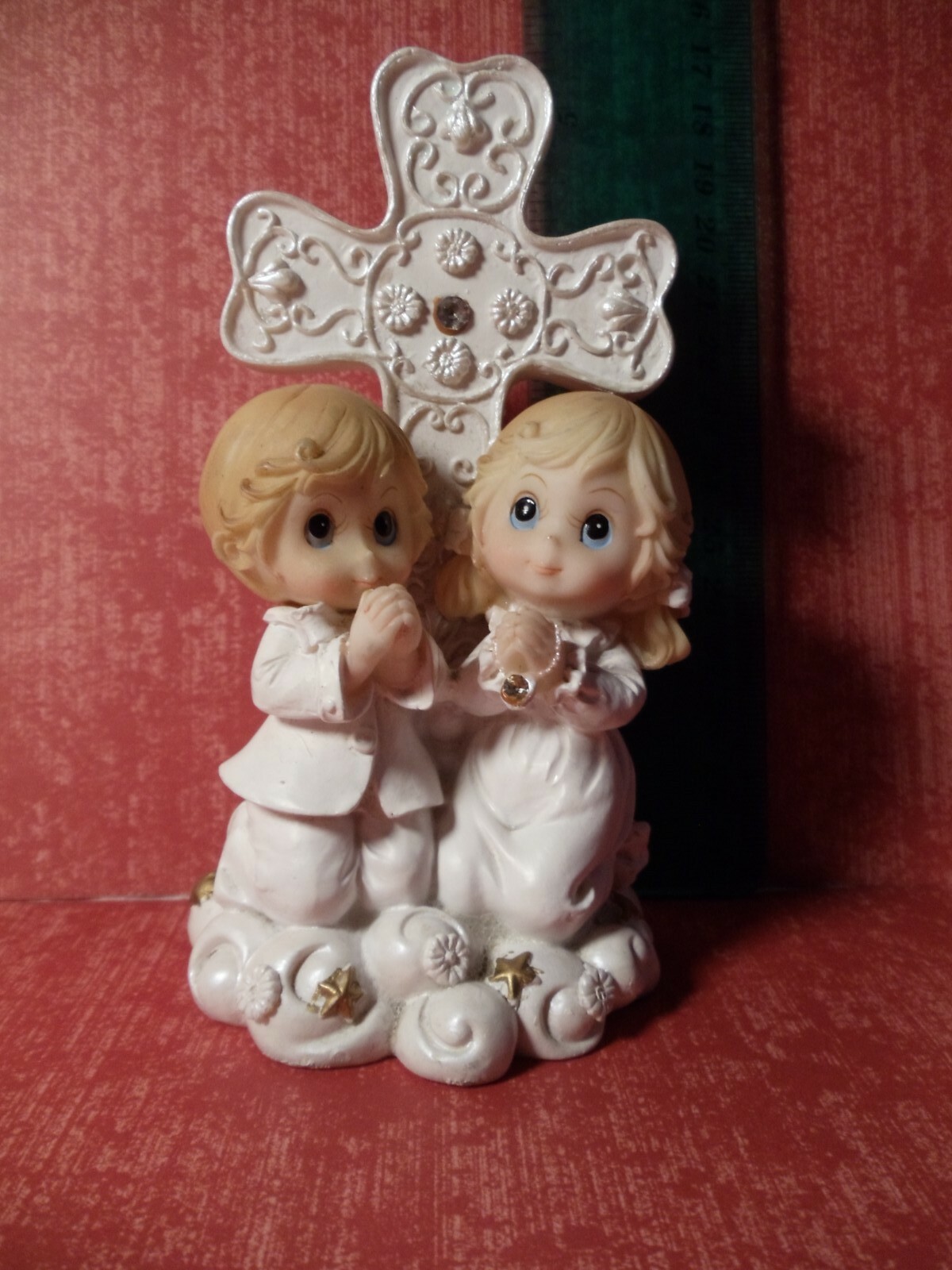 Praying Children Under Cross Figurine Sitting on Cloud Turtle King Corp. 5″