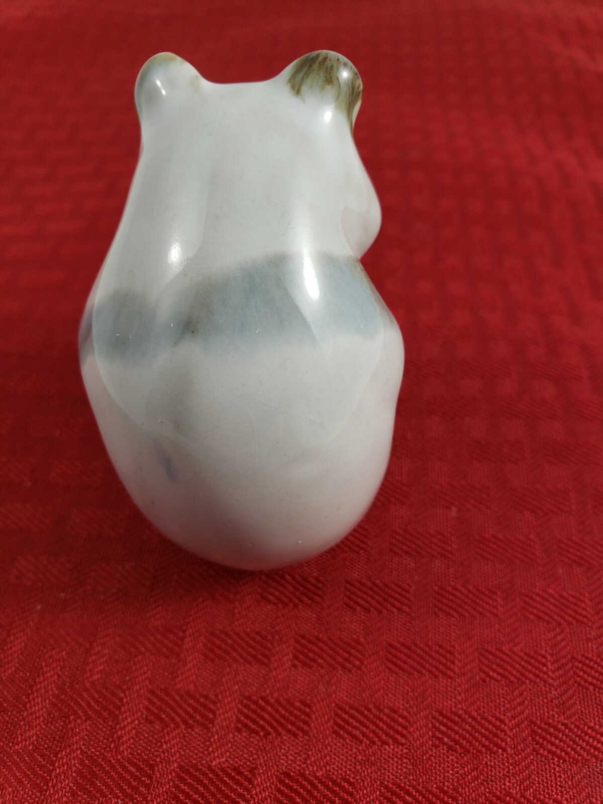 Vintage Ceramic Bear Figurine Holding A Fish Red Stamped 2 on Bottom